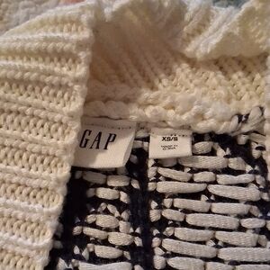 GAP Ivory and Navy Knit Cardigan